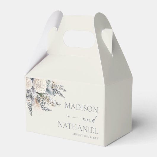 ボホホワイトローズフローラフラワーガーデン結婚ズ フェイバーボックス (正面サイド)