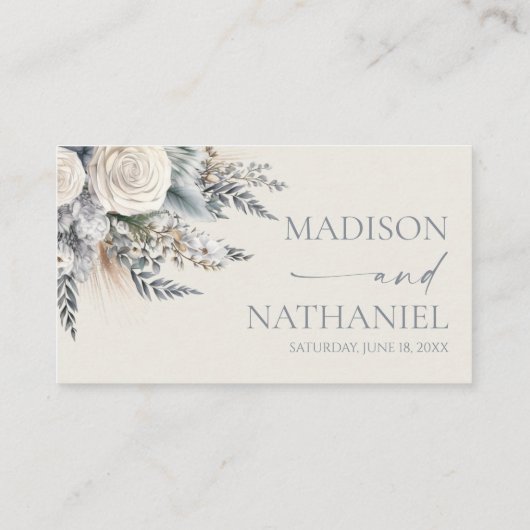 ボホホワイトローズフローラフラワーガーデン結婚ズ プレイスカード (裏面)