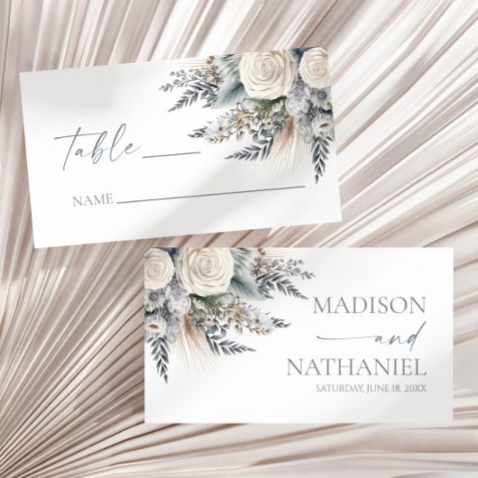 ボホホワイトローズフローラフラワーガーデン結婚ズ プレイスカード