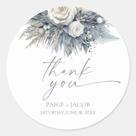 ボホホワイトローズフローラフラワーガーデン結婚ズ ラウンドシール (正面)