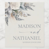 ボホホワイトローズフローラフラワーガーデン結婚ズ ワインラベル (シングルラベル)