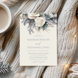 ボホホワイトローズフローラフラワーガーデン結婚ズ 招待状