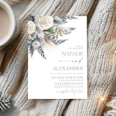 ボホホワイトローズフローラフラワーガーデン結婚ズ 招待状