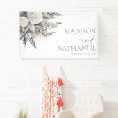 ボホホワイトローズフローラフラワーガーデン結婚ズ 横断幕 (インサイチュ)