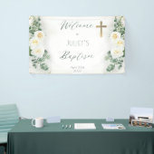 ボホホワイトローズフローラユーカリプタスバプテスウェルカム 横断幕 (トレードショー)