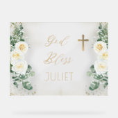 ボホホワイトローズフローラユーカリ洗礼神祝福 アクリルサイン (正面)