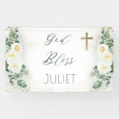 ボホホワイトローズフローラユーカリ洗礼神祝福 横断幕 (横)