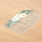 ボホホワイトローズフローラ |ユーカリ結婚プス アクリル招待状 (レイダウン)