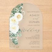 ボホホワイトローズフローラ |ユーカリ結婚プス アクリル招待状 (正面)