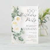 ボホホワイトローズユーカリプトゥス100thバースデーパーティー 招待状 (スタンド正面)