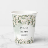 ボホホワイトローゼスセージ緑と金ゴールド結婚ズ 紙コップ (裏面)