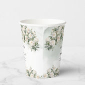 ボホホワイトローゼスセージ緑と金ゴールド結婚ズ 紙コップ (右)