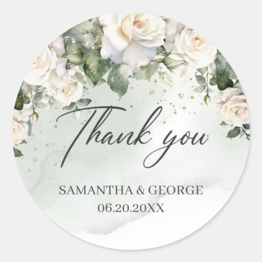 ボホホワイトローゼズガーデンフローラグリーン ラウンドシール (正面)