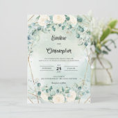 ボホホワイトローゼユーカリフェイク金ゴールド枠 招待状 (スタンド正面)