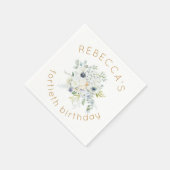 ボホホワイト花模様ユーカリ40歳の誕生日 スタンダードカクテルナプキン (角)