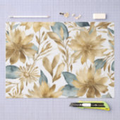 ボホホワイト金ゴールドティール（緑がかった色）花 薄葉紙 (クラフト)