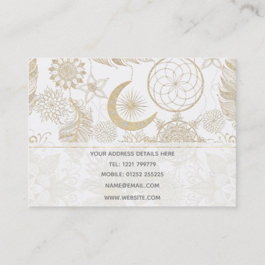 ボホホワイト金ゴールドフローラ羽毛夢捕手 名刺 (裏面)