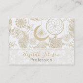 ボホホワイト金ゴールドフローラ羽毛夢捕手 名刺 (正面)