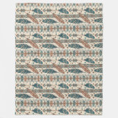 ボホホントライバル先住民民族羽の矢 フリースブランケット (正面)