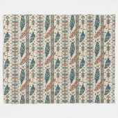 ボホホントライバル先住民民族羽の矢 フリースブランケット (正面(横))