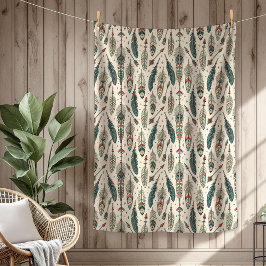 ボホホントライバル先住民民族羽の矢 フリースブランケット