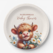 ボホホーホリーカウハイランド牛の赤ちゃんシャワー ペーパープレート (正面)