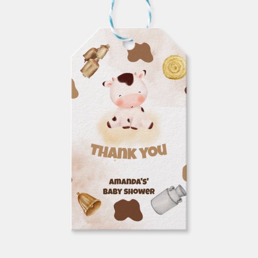 ボホホーホリーカウファーム動物の赤ちゃんシャワー ギフトタグ (正面)