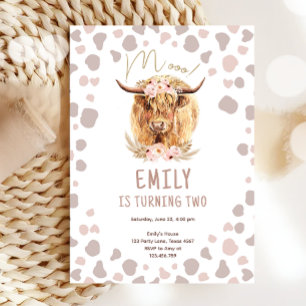 ボホホーホーホビーカウハイランドパンパスファームガール誕生日 招待状