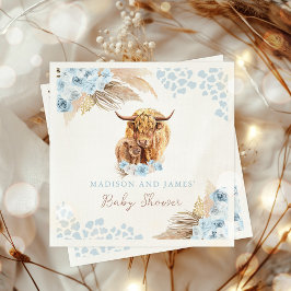 ボホホーホーホビーカウブルーパンパスグラスボーイベビーシャワー スタンダードカクテルナプキン