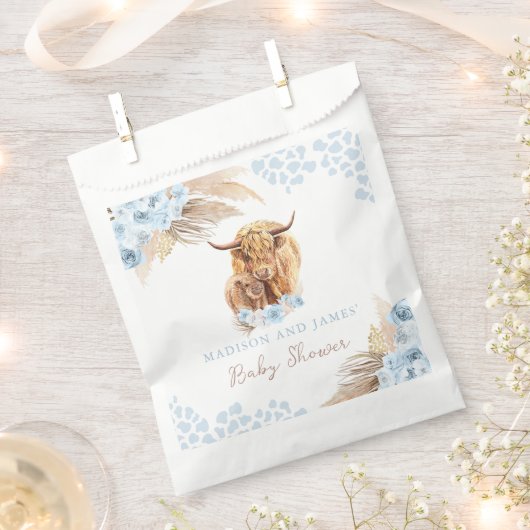 ボホホーホーホビーカウブルーパンパスグラスボーイベビーシャワー フェイバーバッグ (クリップ留めされた状態)