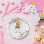 ボホホーホーホビーカウブルーパンパスグラスボーイベビーシャワー ペーパープレート (パーティー)