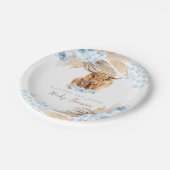 ボホホーホーホビーカウブルーパンパスグラスボーイベビーシャワー ペーパープレート (アングル)