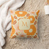 ボホボタニカルウォーターカラーオレンジイエローフローラ クッション (ブランケット)