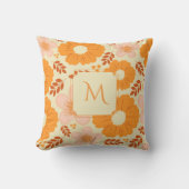 ボホボタニカルウォーターカラーオレンジイエローフローラ クッション (正面)