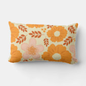 ボホボタニカルウォーターカラーオレンジイエローフローラ ランバークッション (裏面)