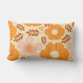 ボホボタニカルウォーターカラーオレンジイエローフローラ ランバークッション (正面)