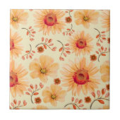 ボホボタニカルウォーターカラーオレンジクリームフローラ タイル (正面)