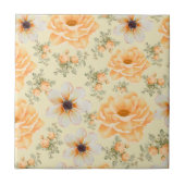 ボホボタニカルウォーターカラーオレンジクリームフローラ タイル (正面)