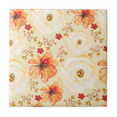 ボホボタニカルウォーターカラーオレンジクリームフローラ タイル (正面)