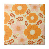 ボホボタニカルウォーターカラーオレンジフローラ タイル (正面)