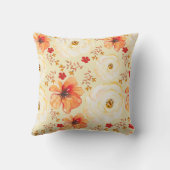 ボホボタニカルウォーターカラークリームオレンジフローラ クッション (裏面)