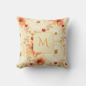 ボホボタニカルウォーターカラークリームオレンジフローラ クッション (正面)