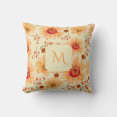 ボホボタニカルウォーターカラークリームオレンジフローラ クッション (正面)