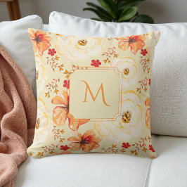 ボホボタニカルウォーターカラークリームオレンジフローラ クッション