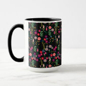 ボホボタニカルウォーターカラーフラワーズブラック マグカップ (左)