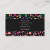 ボホボタニカルウォーターカラーフラワーズブラック 名刺 (裏面)