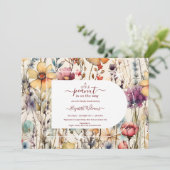 ボホボタニカルウォーター色ワイルドフラワーベビーシャワー 招待状 (スタンド正面)