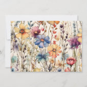 ボホボタニカルウォーター色ワイルドフラワーベビーシャワー 招待状 (裏面)