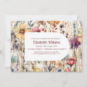 ボホボタニカルウォーター色ワイルドフラワーベビーシャワー 招待状 (正面)