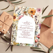 ボホボタニカルウォーター色ワイルドフラワーベビーシャワー 招待状